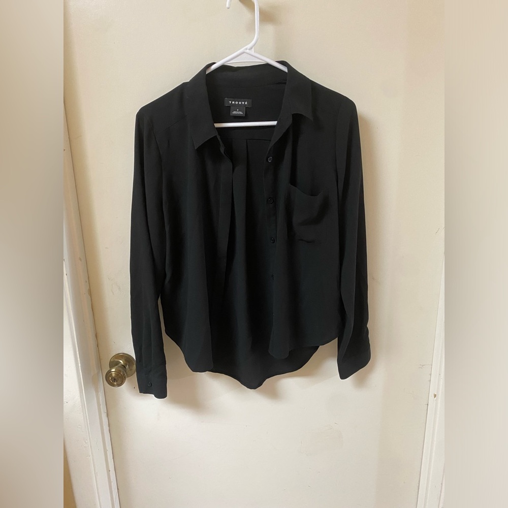 Trouve Women’s Black Button-Down Shirt (d)